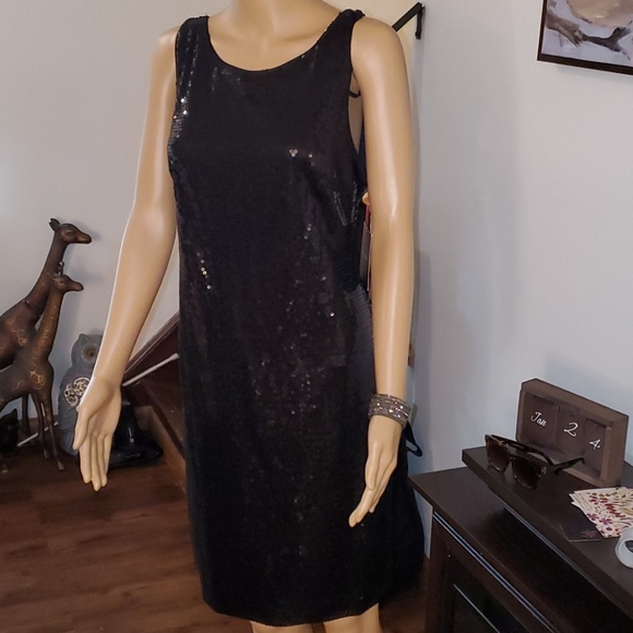 Size 8 Cynthia Rowley Black Sequin Dress NWT - Picture 2 of 16